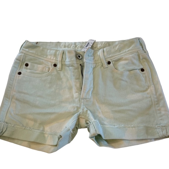 Madewell Pants - Madewell women’s shorts size 24 tie dye denim light green white raw edge cuff